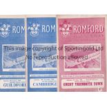 NON-LEAGUE PROGRAMMES Romford Home programmes; Thirty-Four in total, 1960's except one from the 70'