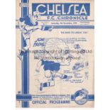 CHELSEA Home programme v Aldershot 9/12/1939 . War League. 4 Page. Light horizontal fold. No