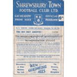 SHREWSBURY - EVERTON Shrewsbury home programme v Everton, 15/2/61, League Cup Quarter Final, first