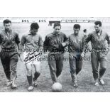 FRANCE B/w 12 x 8 photo showing French forwards Wisnieski, Fontaine, Kopa, Piantoni and Vincent