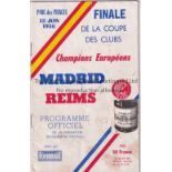 EUROPEAN CUP FINAL 1956 Programme from the first European Cup final Real Madrid v Reims in Paris