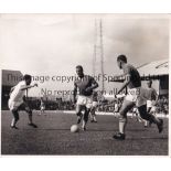 JOHN CHARLES Three original B/W press photos: 9.5" X 8" in action for Cardiff in August 63, paper