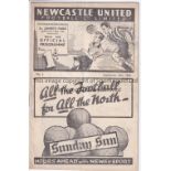 NEWCASTLE v BURNLEY 1938 Programme for the league match at Newcastle, 10th September 1938. Good.