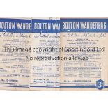 BOLTON WANDERERS Eleven home programmes: Sheff. Utd 53/4, Huddersfield, Everton, Charlton and