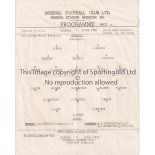 ARSENAL Large single sheet home programme v. Luton Town in the South East Counties League Cup tie