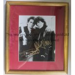 MICK JAGGER / KEITH RICHARDS AUTOGRAPHS A B/W 10" X 8" photo signed by both artists in gold