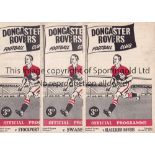 DONCASTER ROVERS Fifteen home programmes: Birmingham 52/3 punched holes, Oldham signed by Derek