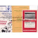 1960'S FOOTBALL PROGRAMMES Ten programmes including 1963 ECWC Final Tottenham v Atletico worn on