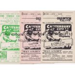 CANTERBURY Sixteen Canterbury City home programmes 1949-1959 to include Chatham , Ramsgate 1949/50 ,