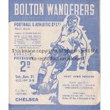 BOLTON / CHELSEA Gatefold programme Bolton Wanderers v Chelsea 31/1/1948. Score/scorers neatly