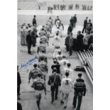 MAURICE SETTER B/w 12 x 8 photo of the Man United and Leicester teams walking out onto the field