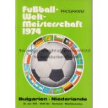 1974 WORLD CUP GERMANY Programme Bulgaria v Holland 23/6/1974 in Dortmund. Light green cover. Good