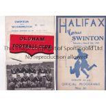 RUGBY LEAGUE Programmes, Halifax v Swinton 5/3/49, Oldham v Swinton 25/12/53 and Swinton v