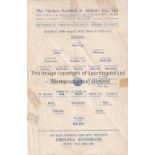 CHELSEA Single sheet practice match Blues v Reds at Stamford Bridge 10/8/1953 . Has a few small