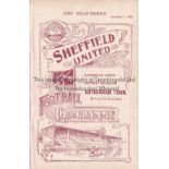 SHEFF UNITED Programme for the Reserves home match v Sheffield Wednesday Reserves 1/1/1903. Ex Bound