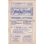 GILLINGHAM V BRIGHTON & HOVE 1936 Programme for the league match at Gillingham, 29th February
