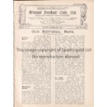 ARSENAL / CHELSEA Four page programme Arsenal Reserves v Chelsea Reserves 23/10/1920. Ex Bound