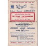 ALDERSHOT Programme for the home Division 3 match against Crystal Palace 7/1/1933. First season as a