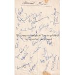 ISPWICH TOWN 1957 AUTOGRAPHS A folded white sheet signed by 23 players and the Trainer. Slightly