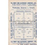 SHEFFIELD WEDNESDAY Programme for the Sheffield Wednesday Reserves home match v Newark 16/04/1904.