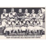 BRISTOL ROVERS 1954/5 A laminated 12" X 8" B/W team group. Good