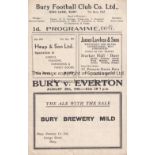 BURY- EVERTON 45 Bury home programme v Everton, 29/8/45, Frank Swift guested in goal for Bury,