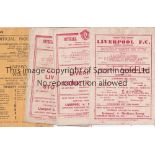 LIVERPOOL Three Liverpool home programmes and one away from the 1946/47 season v Stoke (lacks