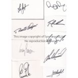 GOLF AUTOGRAPHS Twelve signed white cards of golfers to include Els , VJ Singh , Lehman , Langer ,