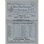 WEST HAM / ARSENAL Four page programme West Ham United v Arsenal 26/3/1932. Professionally restored.