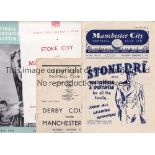 MAN CITY A collection of 4 Manchester City programmes aways at Derby 1947/48 , Stoke City (Friendly)