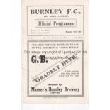 BURNLEY v BRADFORD PARK AVENUE 1937 Programme for the league match at Burnley, 4th December 1937.