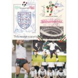 WORLD CUP AUTOGRAPHS Fourteen signatures of the England 1990 World Cup squad on a card with