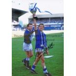 ADRIAN HEATH Col 12 x 8 photo of the Everton striker holding aloft the League Championship trophy