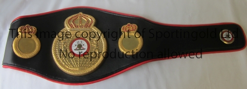 BOXING CHAMPIONSHIP BELT Full size WBA black with red trimming replica belt with a large gold plated