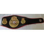 BOXING CHAMPIONSHIP BELT Full size WBA black with red trimming replica belt with a large gold plated