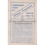 SHREWSBURY TOWN Home programme for the Midland League match v Frickley Colliery 22/4/1946,