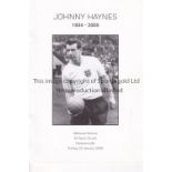 JOHNNY HAYNES Memorial service programme for Johnny Haynes ex Fulham and England Captain 22/1/2006