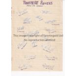 TRANMERE A collection of 16 signatures of Tranmere Rovers players 1958/59. Signed on a plain