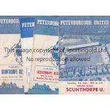 PETERBOROUGH UNITED V SCUNTHORPE UNITED Four programmes at Peterborough 21/3/1953, 26/9/1953, 21/1/