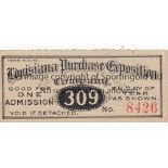 OLYMPIC GAMES 1906 ST. LOUIS Ticket for the Louisiana Purchase Exposition, otherwise know as the