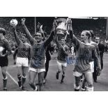 EVERTON B/w 12 x 8 photo of Mike Trebilcock and Alex Young holding aloft the FA Cup during a lap