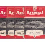 ARSENAL RESERVES 1957/8 Twelve home programmes for Combination matches v. Fulham, Leicester, Orient,