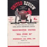 MAN UNITED SIGNED Programme Manchester United v Cardiff City 10/3/1956 signed by David Pegg one of