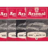 ARSENAL RESERVES 1958/9 Twelve home programmes for Combination matches v. Brighton, Charlton,