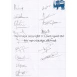 SRI LANKA CRICKET AUTOGRAPHS Seventeen Sri Lanka signatures from the 1999 World Cup on an A4 Card to