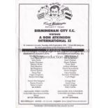 GEORGE BEST Single sheet programme for Birmingham City v A Ron Atkinson International XI 10/9/1991