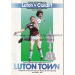 UNPLAYED FL CUP TIE Luton town were due to play Cardiff City in a Littlewoods Challenge Cup Tie on