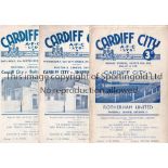 CARDIFF A collection of 25 Cardiff City Home programmes 1951/52 (1), 1953/54 (2), 1954/55 (5),