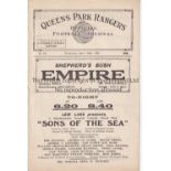 QPR / BRENTFORD Programme Queen's Park Rangers v Brentford 29/9/1921 London Professional Charity