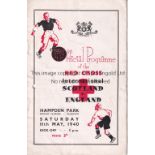 SCOTLAND / ENGLAND Programme Scotland v England at Hampden 11/5/1940. Punch holes. No writing. Fair